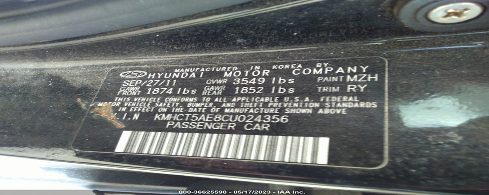 KMHCT5AE8CU024356 2012 HYUNDAI ACCENT photo no. 9