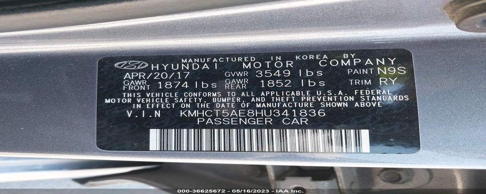 KMHCT5AE8HU341836 2017 HYUNDAI ACCENT photo no. 9