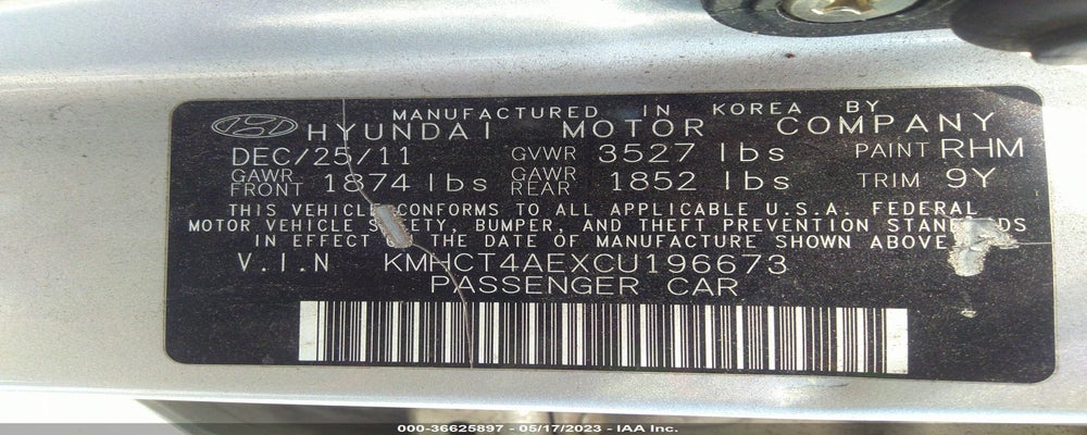 KMHCT4AEXCU196673 2012 HYUNDAI ACCENT photo no. 9