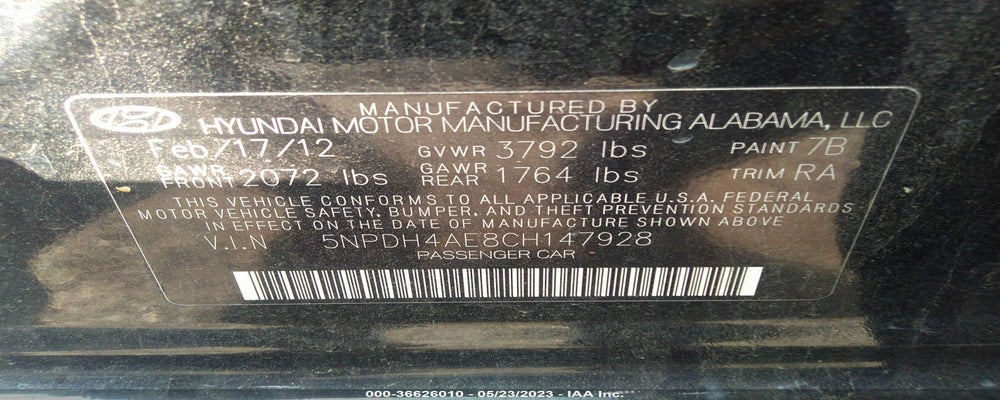 5NPDH4AE8CH147928 2012 HYUNDAI ELANTRA photo no. 9