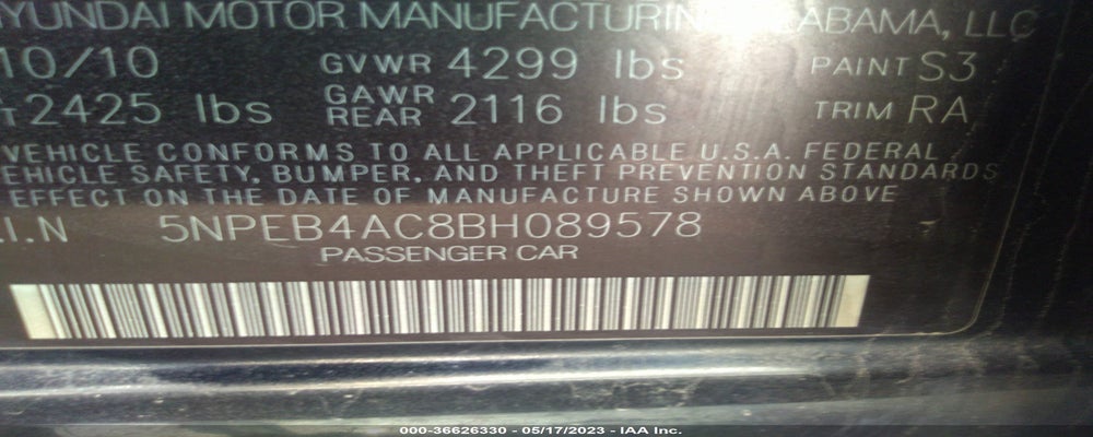 5NPEB4AC8BH089578 2011 HYUNDAI SONATA photo no. 9
