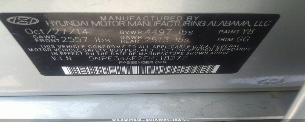 5NPE34AF2FH118277 2015 HYUNDAI SONATA photo no. 9