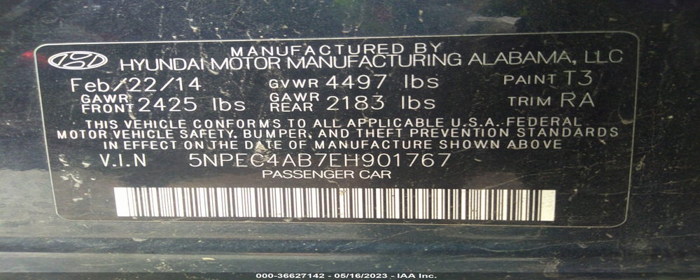 5NPEC4AB7EH901767 2014 HYUNDAI SONATA photo no. 9