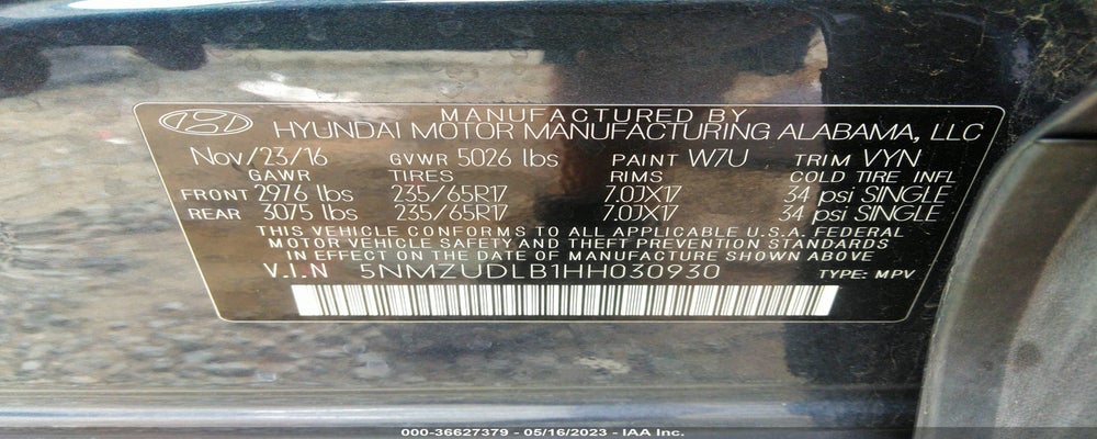5NMZUDLB1HH030930 2017 HYUNDAI SANTA FE SPORT photo no. 9