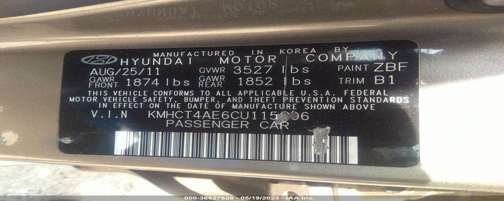KMHCT4AE6CU115006 2012 HYUNDAI ACCENT photo no. 9