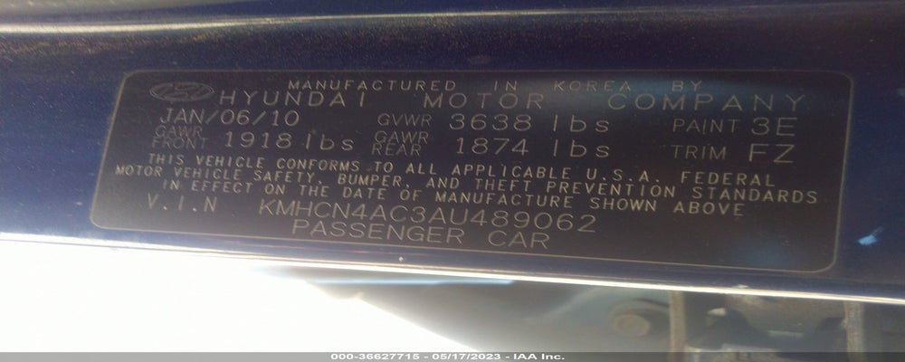 KMHCN4AC3AU489062 2010 HYUNDAI ACCENT photo no. 9