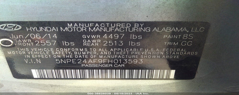 5NPE24AF9FH013593 2015 HYUNDAI SONATA photo no. 9