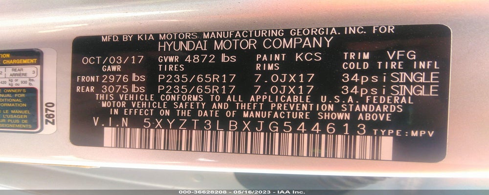 5XYZT3LBXJG544613 2018 HYUNDAI SANTA FE SPORT photo no. 9