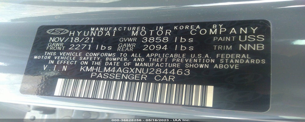KMHLM4AGXNU284463 2022 HYUNDAI ELANTRA photo no. 9