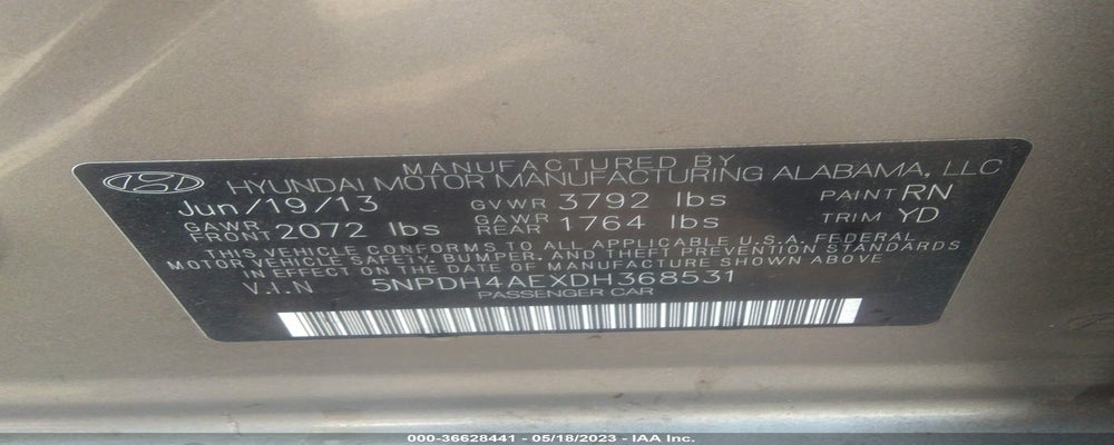 5NPDH4AEXDH368531 2013 HYUNDAI ELANTRA photo no. 9