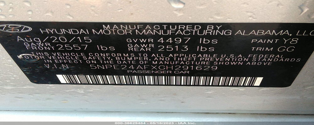 5NPE24AFXGH291629 2016 HYUNDAI SONATA photo no. 9