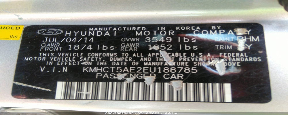 KMHCT5AE2EU188785 2014 HYUNDAI ACCENT photo no. 9