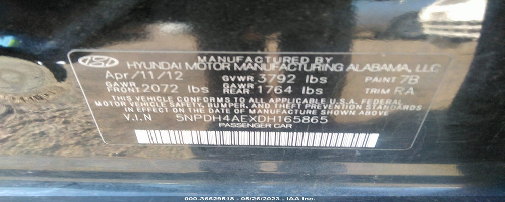 5NPDH4AEXDH165865 2013 HYUNDAI ELANTRA photo no. 9