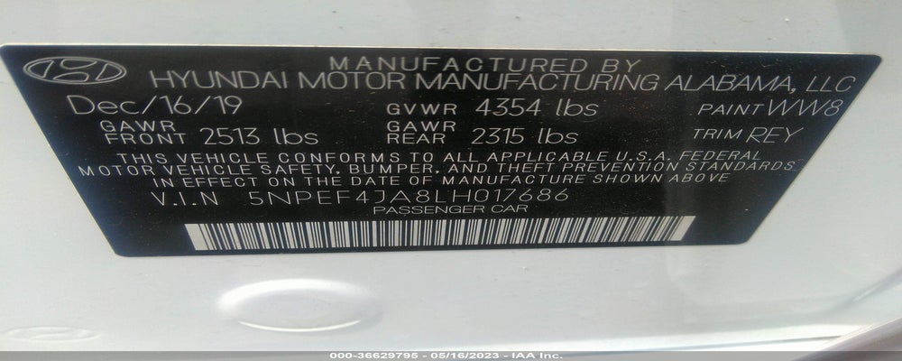 5NPEF4JA8LH017686 2020 HYUNDAI SONATA photo no. 9