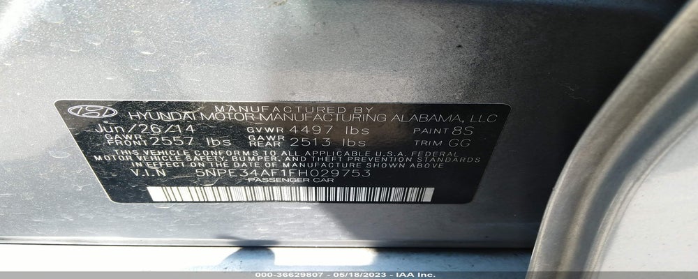 5NPE34AF1FH029753 2015 HYUNDAI SONATA photo no. 9