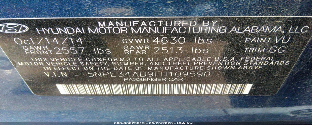 5NPE34AB9FH109590 2015 HYUNDAI SONATA photo no. 9
