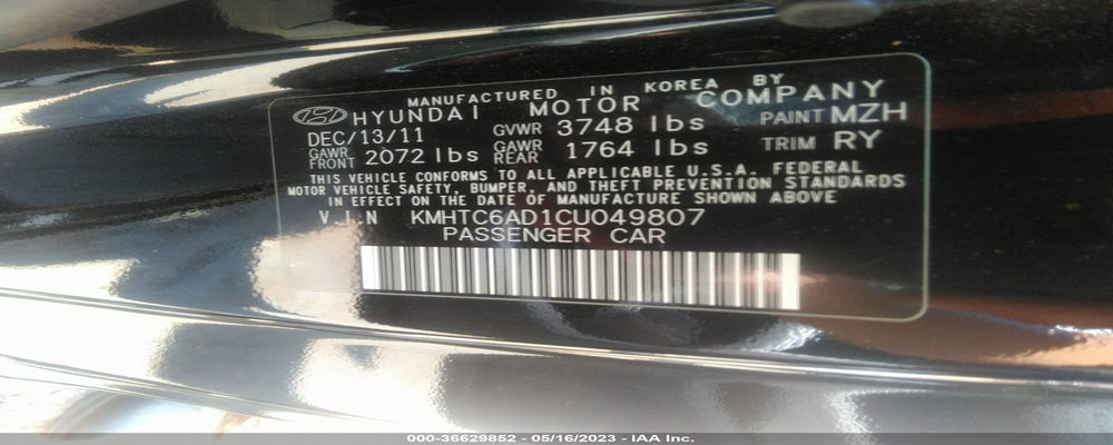 KMHTC6AD1CU049807 2012 HYUNDAI VELOSTER photo no. 9