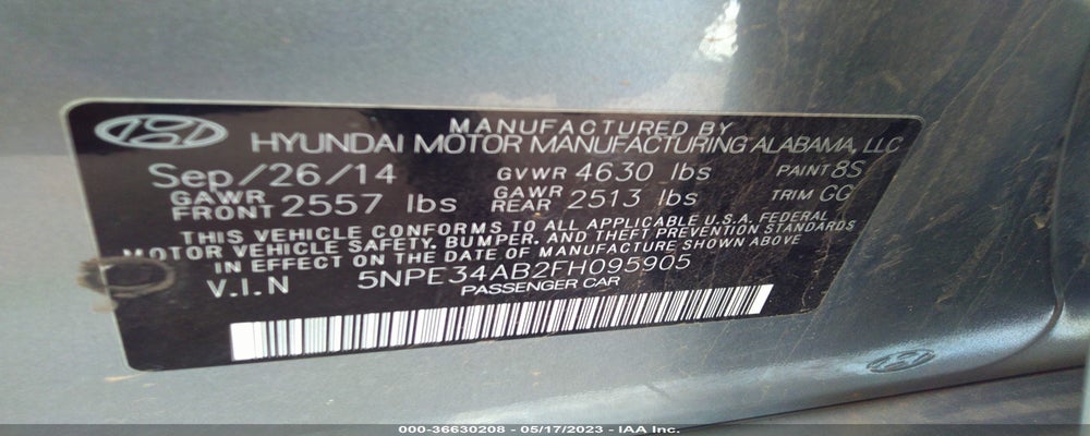 5NPE34AB2FH095905 2015 HYUNDAI SONATA photo no. 9