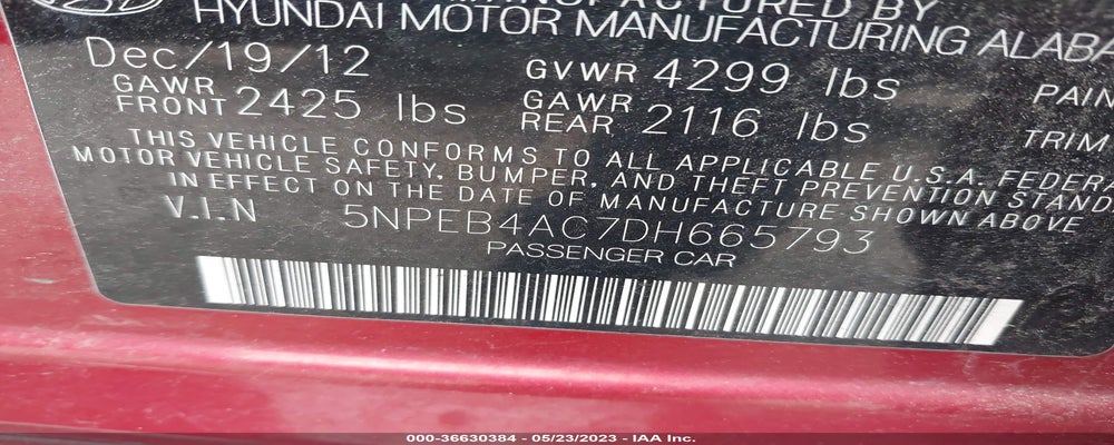 5NPEB4AC7DH665793 2013 HYUNDAI SONATA photo no. 9