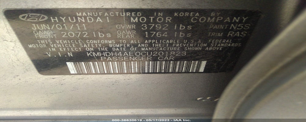 KMHDH4AE0CU201823 2012 HYUNDAI ELANTRA photo no. 9