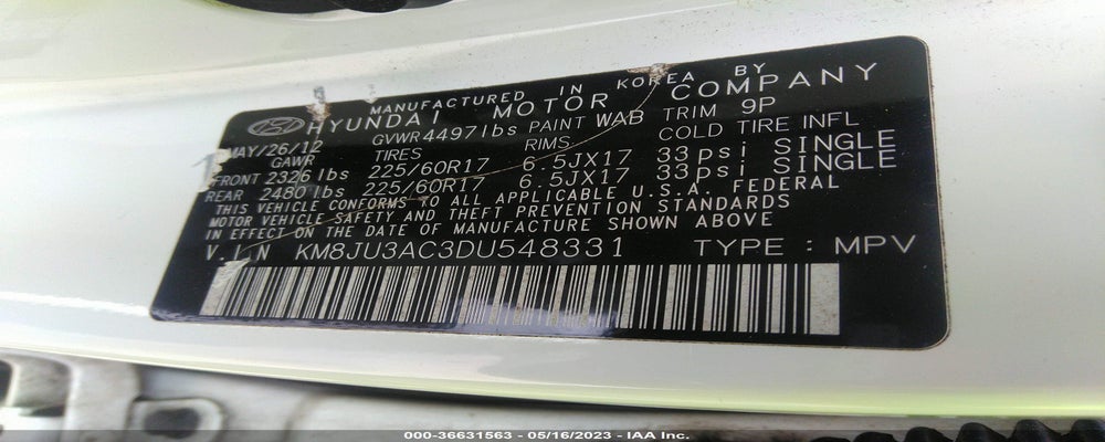 KM8JU3AC3DU548331 2013 HYUNDAI TUCSON photo no. 9