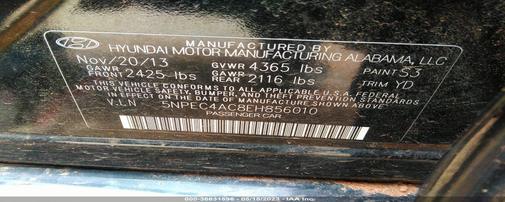 5NPEC4AC8EH856010 2014 HYUNDAI SONATA photo no. 9