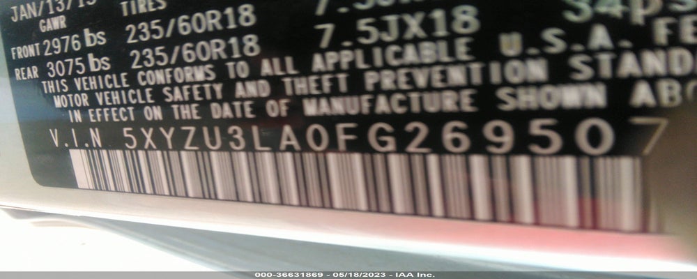 5XYZU3LA0FG269507 2015 HYUNDAI SANTA FE SPORT photo no. 9