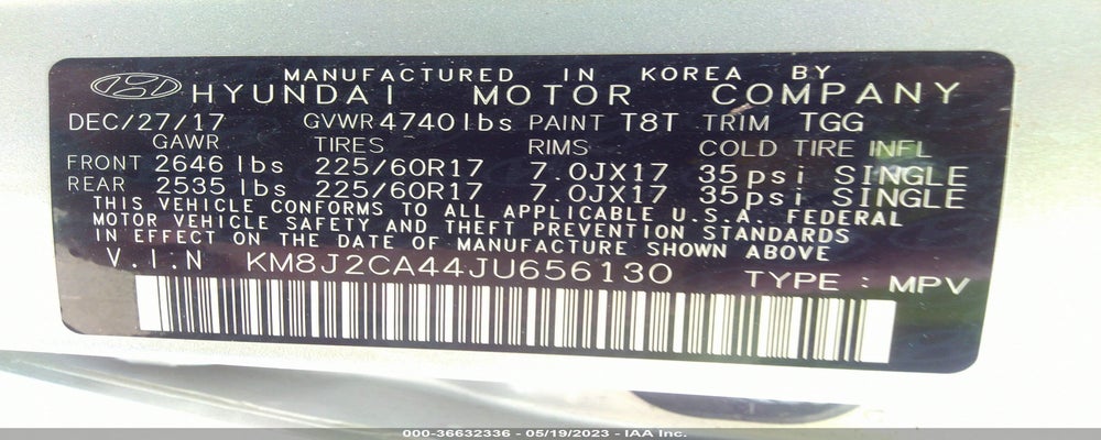 KM8J2CA44JU656130 2018 HYUNDAI TUCSON photo no. 9