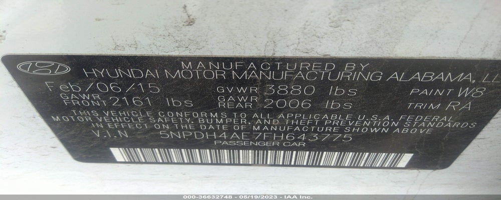 5NPDH4AE7FH643775 2015 HYUNDAI ELANTRA photo no. 9