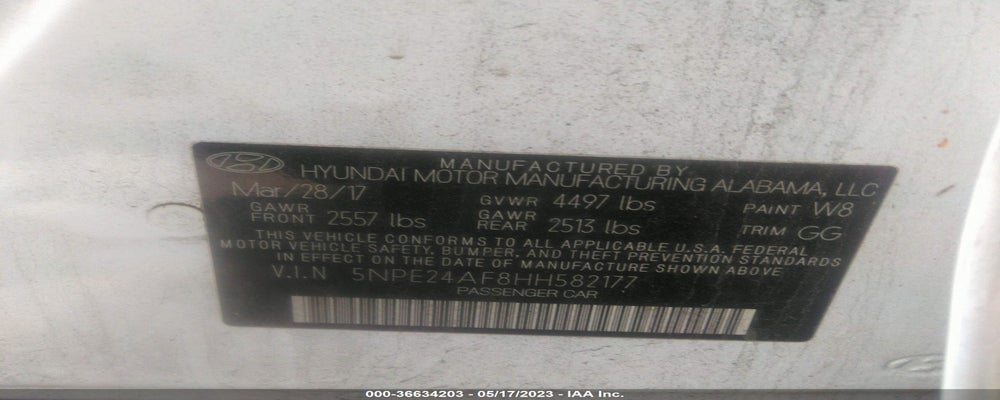5NPE24AF8HH582177 2017 HYUNDAI SONATA photo no. 9