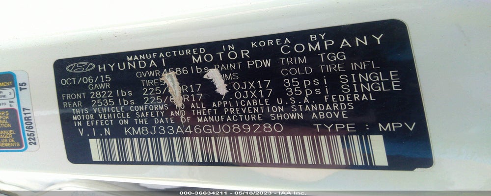 KM8J33A46GU089280 2016 HYUNDAI TUCSON photo no. 9