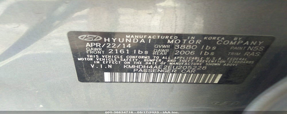 KMHDH4AE2EU205228 2014 HYUNDAI ELANTRA photo no. 9