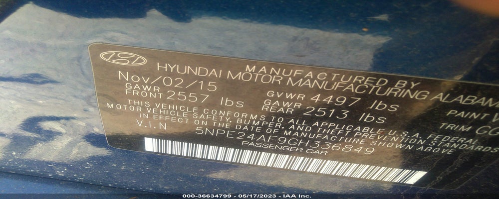 5NPE24AF9GH336849 2016 HYUNDAI SONATA photo no. 9