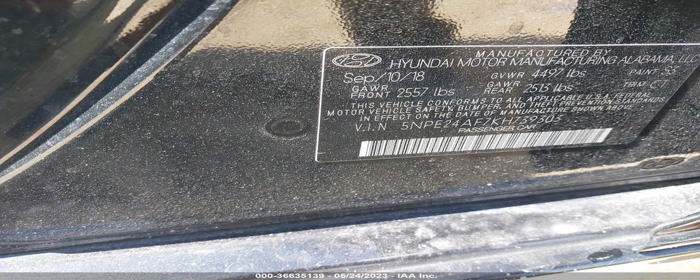 5NPE24AF7KH739303 2019 HYUNDAI SONATA photo no. 9