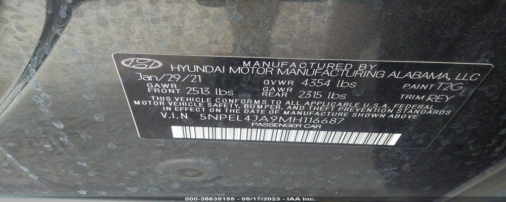 5NPEL4JA9MH116687 2021 HYUNDAI SONATA photo no. 9