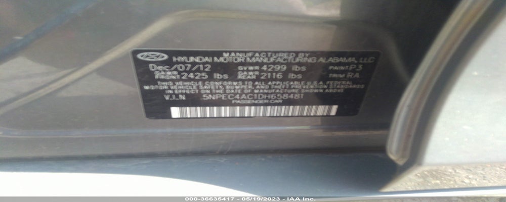 5NPEC4AC1DH658481 2013 HYUNDAI SONATA photo no. 9