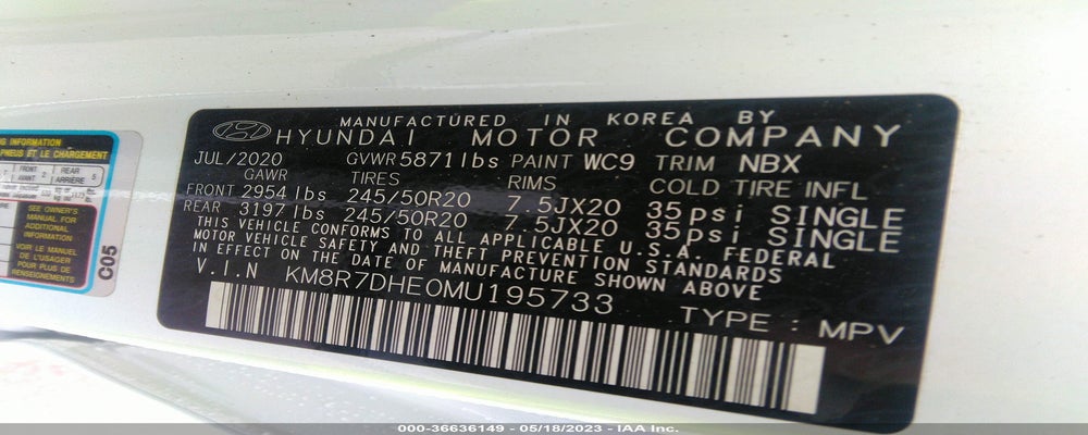 KM8R7DHE0MU195733 2021 HYUNDAI PALISADE photo no. 9