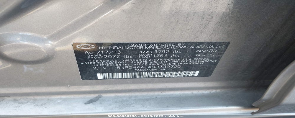 5NPDH4AE4DH330700 2013 HYUNDAI ELANTRA photo no. 9