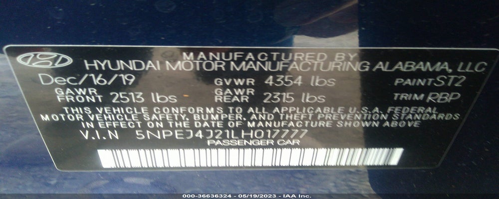 5NPEJ4J21LH017777 2020 HYUNDAI SONATA photo no. 9