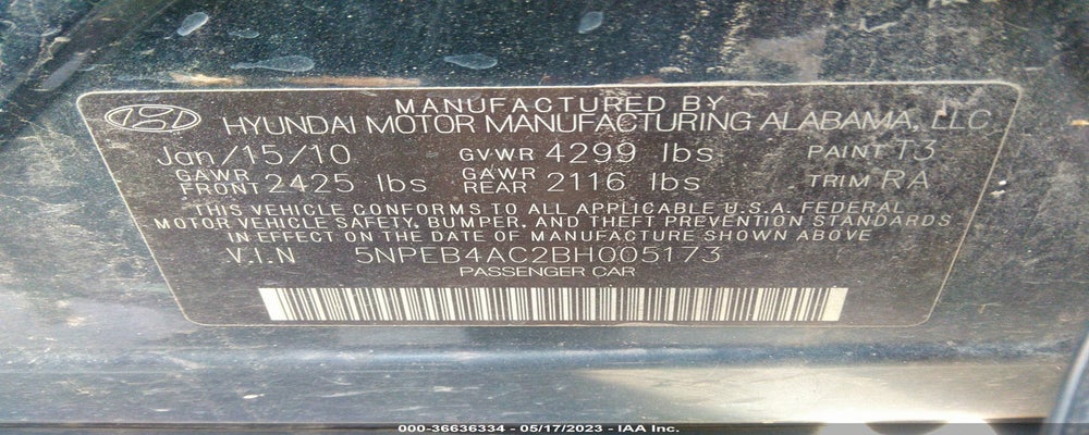 5NPEB4AC2BH005173 2011 HYUNDAI SONATA photo no. 9
