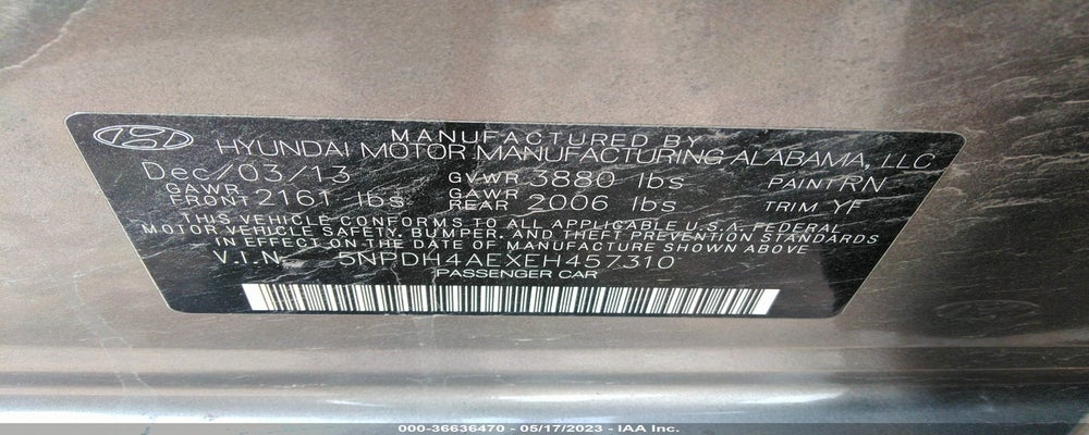 5NPDH4AEXEH457310 2014 HYUNDAI ELANTRA photo no. 9