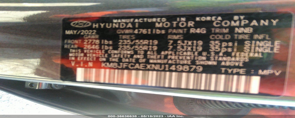 KM8JFCAEXNU149879 2022 HYUNDAI TUCSON photo no. 9