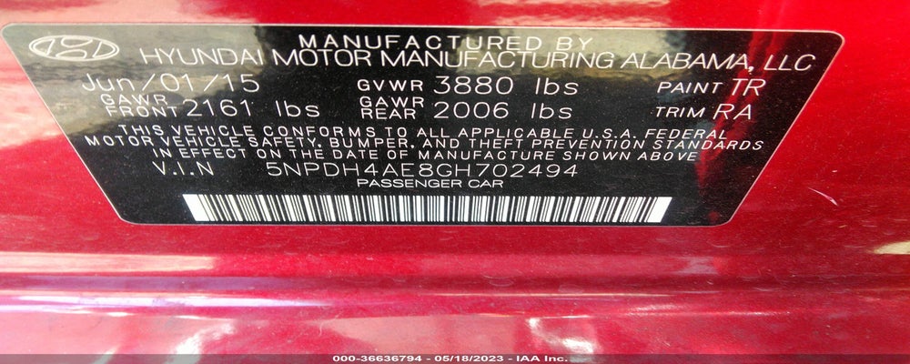 5NPDH4AE8GH702494 2016 HYUNDAI ELANTRA photo no. 9