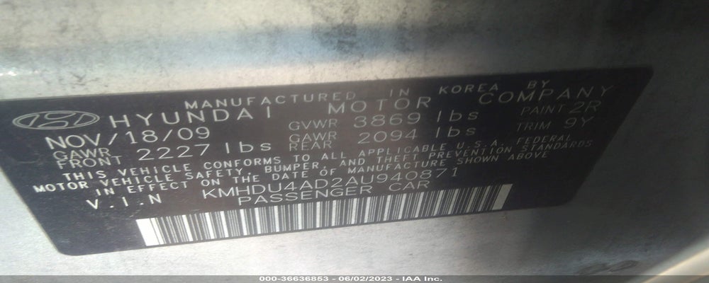 KMHDU4AD2AU940871 2010 HYUNDAI ELANTRA photo no. 9