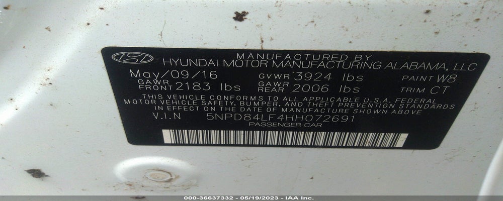 5NPD84LF4HH072691 2017 HYUNDAI ELANTRA photo no. 9