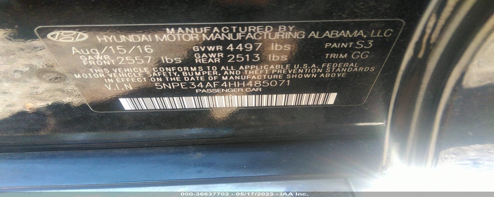 5NPE34AF4HH485071 2017 HYUNDAI SONATA photo no. 9