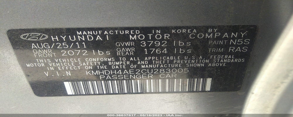 KMHDH4AE2CU283005 2012 HYUNDAI ELANTRA photo no. 9