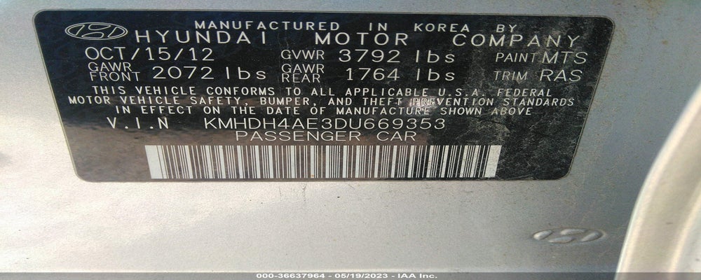 KMHDH4AE3DU669353 2013 HYUNDAI ELANTRA photo no. 9