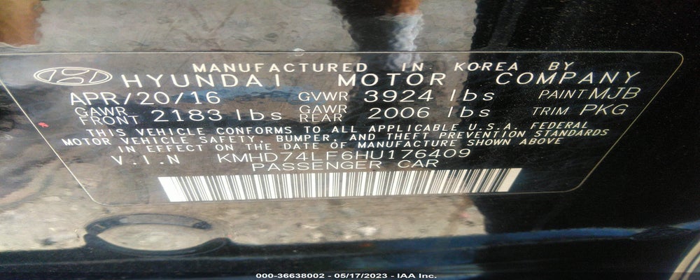 KMHD74LF6HU176409 2017 HYUNDAI ELANTRA photo no. 9