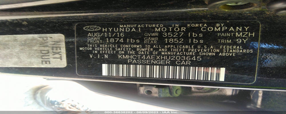 KMHCT4AEXHU203645 2017 HYUNDAI ACCENT photo no. 9